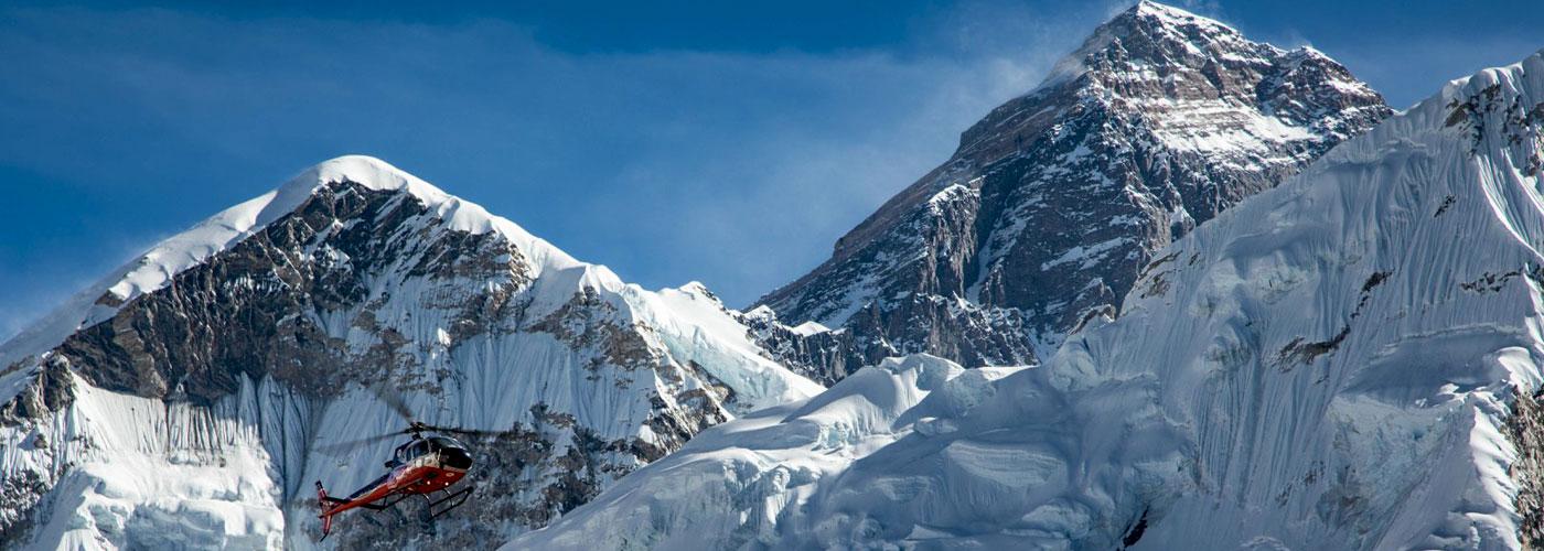 Helicopter Flying Around Mount Everest Helicopter Flying Around Mount Everest