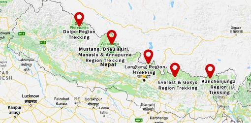 Nepal Trekking Packages in Map