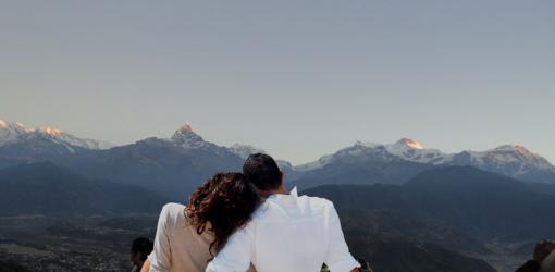 Couple Watching Annapurna Mountains