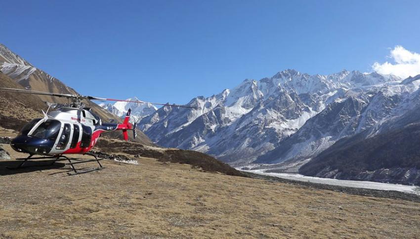 Helicopter at Langtang Village Helicopter at Langtang Village