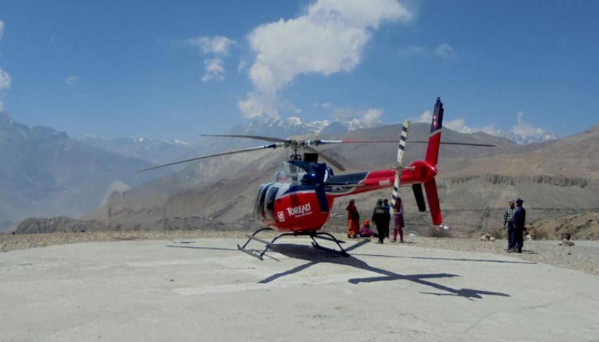 Helicopter at Muktinath Helipad Helicopter at Muktinath Helipad